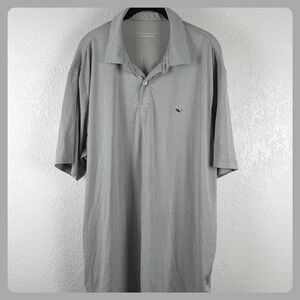 Vineyard Vines Performance Polo Shirt Gray White Stripe Whale‎ Logo Mens XL
